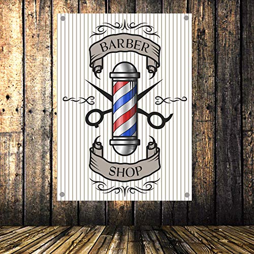 Barber Shop Dekoration Banner Poster Wandbehang Skulptur Pomade Bild Flagge Leinwand Malerei Wandkunst Aufkleber Tapisserie 96 x 144 cm von 通用