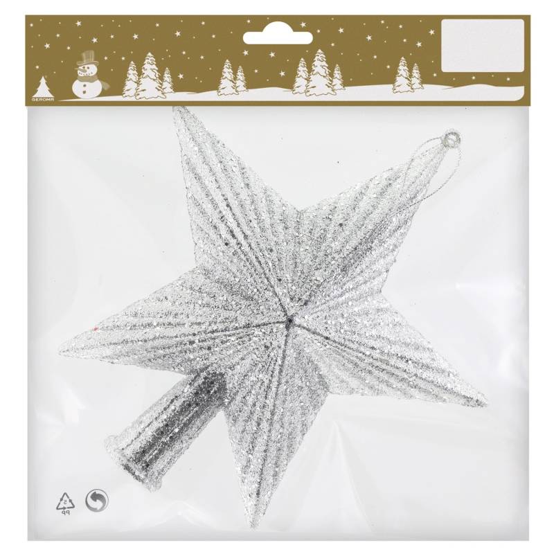 Baumspitze Stern Kunststoff Silber 18 cm x 19 cm von -