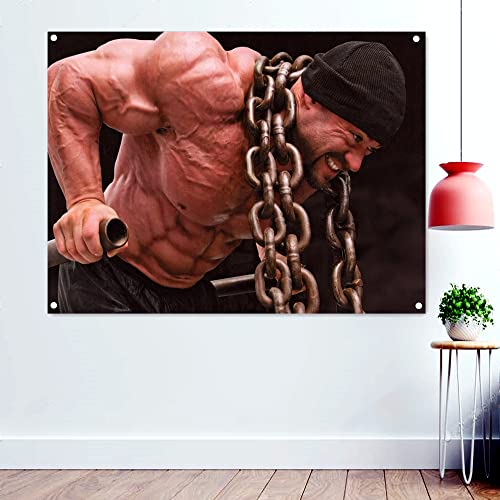 Beast Muscle Bodybuilder mit Eisenkette, Tapetenbanner, Flagge, Fitnessstudio, Wandhintergrund, zum Aufhängen, für Sport, Fitness, Workout, Poster, 96 x 144 cm von 通用