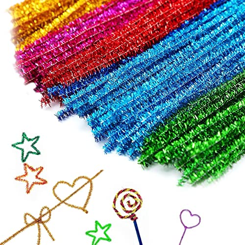 100 Stück Pfeifenreiniger Glitzer, MYLERCT 30 cm Pfeifenputzer Bunt Zum Basteln, Pfeiffenputzer, Plüsch Weicher Chenilledraht Basteln Kann zu Einer Vielzahl von Formen Kombiniert Werden von MYLERCT