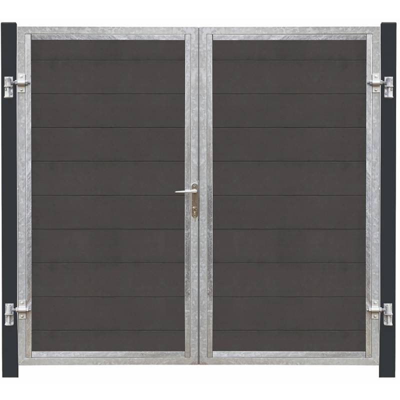 Plus Holz Doppeltor Futura WPC Schiefergrau DIN L 213x180 cm Pfosten grauschwarz Plus Holz Doppeltor Futura WPC Schiefergrau DIN L 213x180 cm Pfosten grauschwarz von Plus