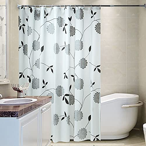 通用 Duschvorhänge, Blumenmuster, extra lang, Feuchtraum-Vorhang, 220 cm/240 cm, schimmelresistent, wasserdicht, Duschvorhänge für Badezimmer (180 x 200 cm) von 通用
