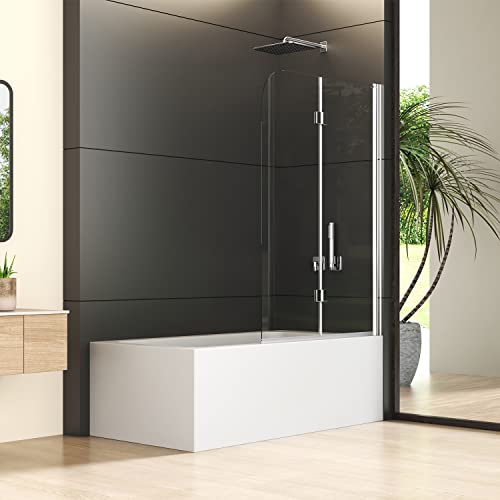 Duschwand für Badewanne 100X140CM 6mm Nano Glas Doppel Faltbar Duschabtrennung Badewanne Duschabtrennung für Badewanne von 通用