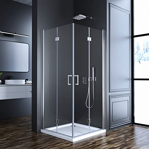 Goezes Duschkabine 90x90cm Falttür Eckeinstieg Duschwand Falttürkabine klappbar Dusche 180º Duschtür Duschabtrennung mit 6mm Nano-Beschichtung ESG Glas Höhe 195cm von 通用