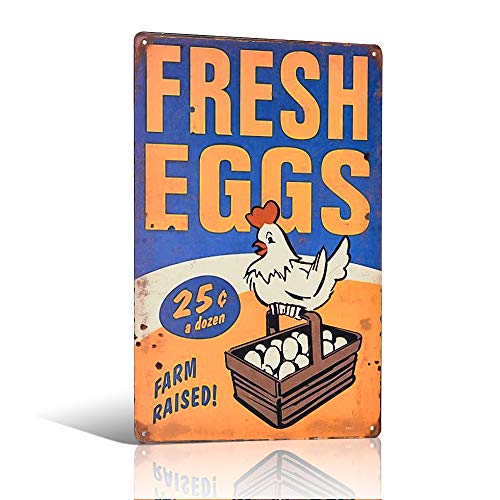 Farm Fresh Eggs Blechschild, Retro-Schild, Blechschild, Hühnerstall, Wand Eisen zum Aufhängen von 不适用
