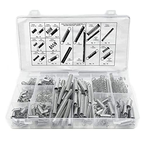 Federn-sortiment-set Zugfedern Mit Haken Federn Sortimentskasten Druckfedern Sortiment Edelstahlfeder Druckfeder Silberfarben Für Werkzeuge & Geräte, Handwerkzeuge, Ersatzteile, 200 Stück, Silber von 通用
