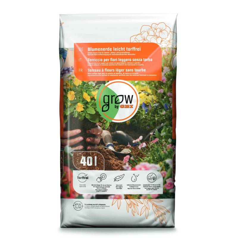 GROW by OBI Blumenerde leicht torffrei 2.040 l (51 x 40 l) 1 Palette von -