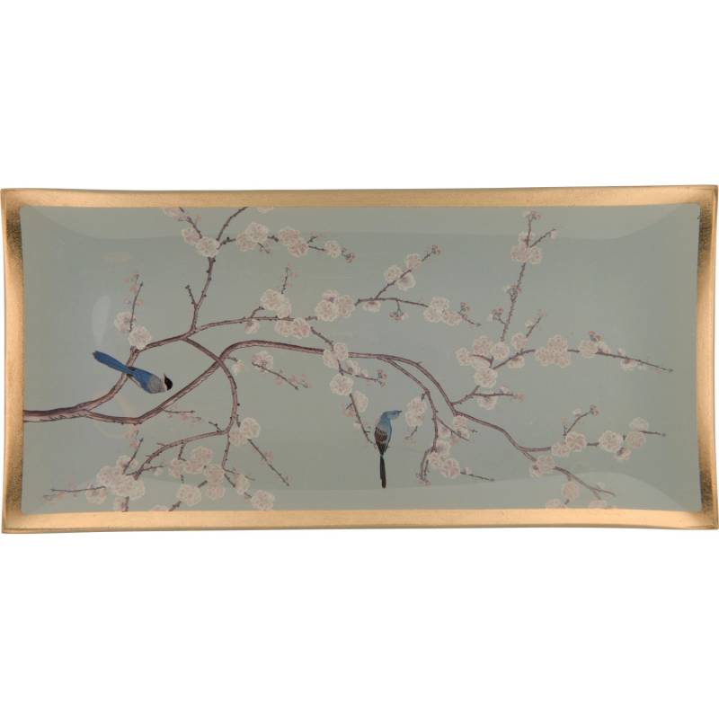 Glasplatte Minimalist Zen 21cm x 10 cm Blütendesign von -