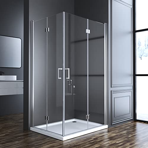 Goezes Duschkabine 120x75cm Falttür Eckeinstieg Duschwand Falttürkabine klappbar Dusche 180º Duschtür Duschabtrennung mit 6mm Nano-Beschichtung ESG Glas Höhe 195cm von 通用