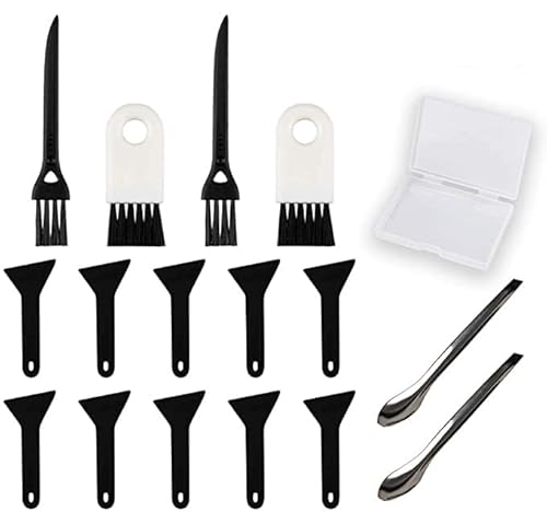 Gristor Schaber, Pinsel und Löffel-Set für Kräutermühle (8 Schaber, 8 Stück, 4 Arten von Pinseln, 2 Löffel und eine Aufbewahrungsbox) (schwarz) von 通用