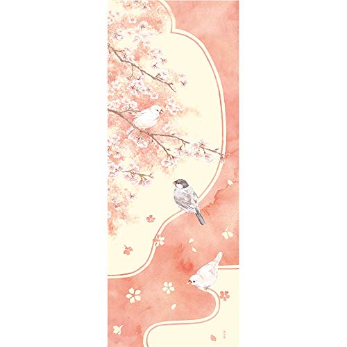 HAMAMONYO - Bild Tenugui 'Sakura & ‿Java Sparrow' von 濱文様