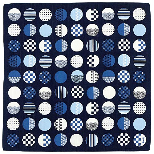 HAMAMONYO Furoshiki Wickeltuch Ootama Monyo - Baumwolle - Decke - 50 cm x 50 cm - Blau - Wellenmuster von 濱文様