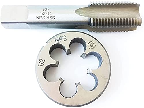 HUAZHICHUN 1/2-14 NPS Gewindebohrer + 1 x 1/2-14 NPS Schneideisen, HSS Gewindebohrer und Schneideisen Set Rechtshänder von 通用
