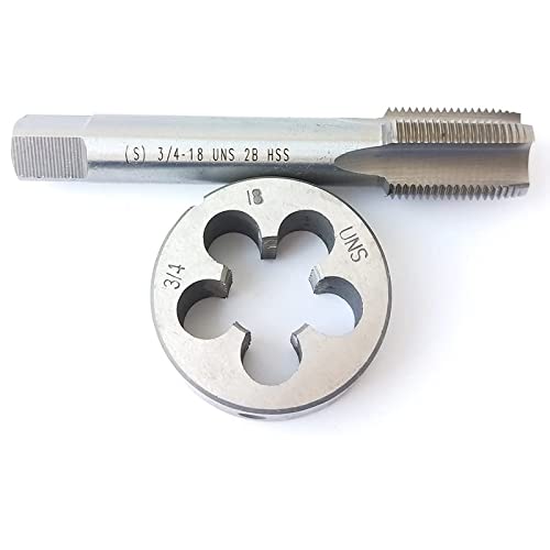 HUAZHICHUN 1 Stück 3/4-18 UNS Gewindebohrer + 1 Stück 3/4-18 UNS Schneideisen HSS Gewindebohrer und Schneideisen Set Made in China Rechtshänder von 通用