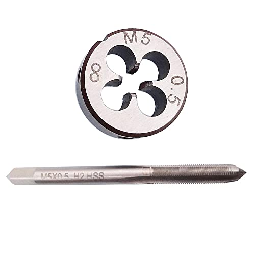 HUAZHICHUN 1 Stück M5 × 0,5 mm Gewindebohrer + 1 Stück M5 × 0,5 mm Gewindeschneider metrisch HSS Gewindebohrer und Schneideisen Set Rechtshänder HUAZHICHUN 1 Stück M5 × 0,5 mm Gewindebohrer + 1 Stück M5 × 0,5 mm Gewindeschneider metrisch HSS Gewindebohrer und Schneideisen Set Rechtshänder von 通用