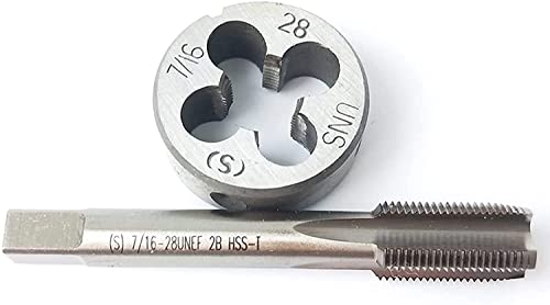 HUAZHICHUN 1 x 7/16-28 UNS Gewindebohrer + 1 x 7/16-28 UNS Schneideisen, HSS-Gewindebohrer und Schneideisen-Set für Rechtshänder von 通用