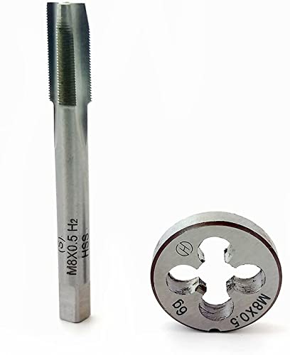 HUAZHICHUN 1 x M8 x 0,5 mm Gewindebohrer + 1 x M8 x 0,5 mm Schneideisen, HSS-Gewindebohrer und Schneideisen-Set, Rechtshänder von 通用