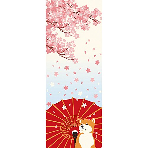Hamamonyo Nassen Tenugui Handtuch Shiba Inu und Sakura - Baumwolle - Weiß - Einfarbig - 34 x 90 cm Hamamonyo Nassen Tenugui Handtuch Shiba Inu und Sakura - Baumwolle - Weiß - Einfarbig - 34 x 90 cm von 濱文様