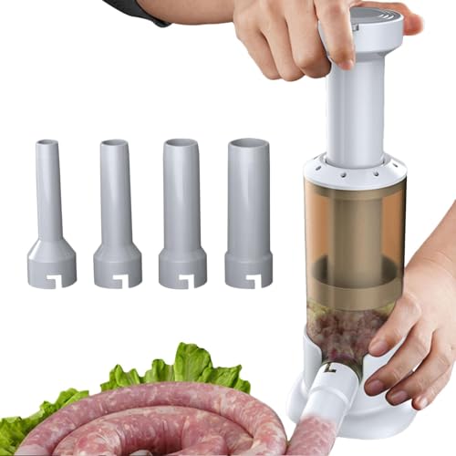 Hausgemachte Wurstmaschine - Manuelle Wurstfüller | Wurstbereiter Home Wurstfüller | Lebensmittelqualität Vertikaler Fleischwurstfüller, Küche Hausgemachte Wurstmaschine mit 4 Röhren für Einfache von ノーブランド品