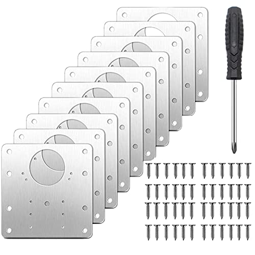 Hinge Repair Plate, 10pcs Schrank Scharnier Reparaturplatte Stainless Steel Cabinet Door Hinge Repair Fixing Panel with Mounting Screws and Screwdriver for Kitchen Cupboard Door Furniture Shelves von 通用