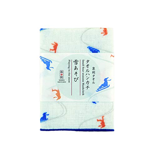 のレン Japanisches Baumwolle Taschentuch Senshu (Osaka) Handtuch Saugfähig Stofftaschentücher Dünn für Damen Herren (Schnee Spielen) von のレン
