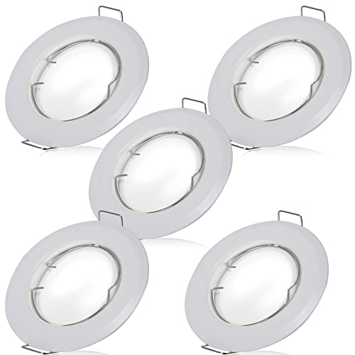 YanFeiYit LED Einbaustrahler 3W | Ultra flach, 27mm Einbautiefe | Ø55mm Bohrlochdurchmesser | Spot Wohnzimmer, Badezimmer | Einbauleuchte Weiß Matt Rund | 230V | IP44 (5er - Warmweiß) von YanFeiYit