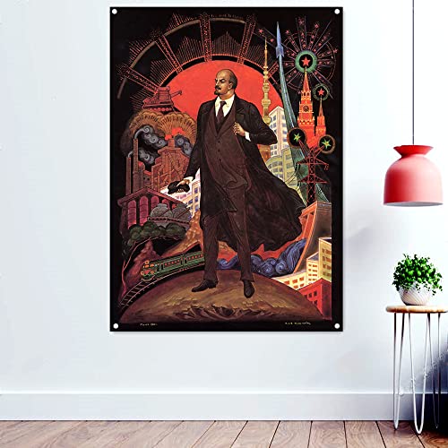 Leinwandbild, Motiv: The Great Sowjetunion, CCCP UdSSR President Lenin, Wandbild, kommunistischer Führer, Propaganda, Banner, Flagge, 96 x 144 cm Leinwandbild, Motiv: The Great Sowjetunion, CCCP UdSSR President Lenin, Wandbild, kommunistischer Führer, Propaganda, Banner, Flagge, 96 x 144 cm von 通用