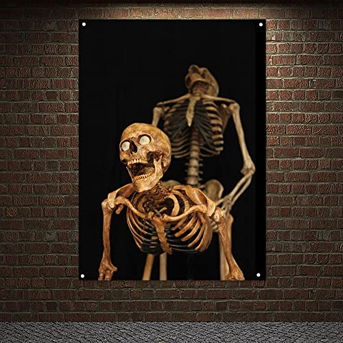 Leinwandposter mit Motiv "Man and Woman", Skelette in Lovers Pose, Heimdekoration, Banner, Flagge, Paare, Totenkopf, Kunst, Wandbehang, Gemälde, 96 x 144 cm von 通用