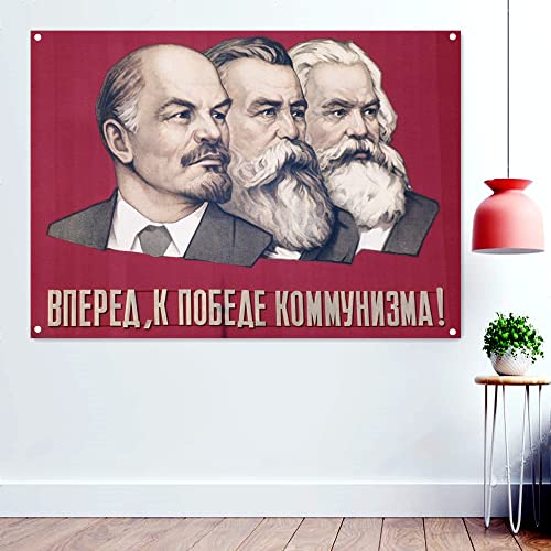 Lenin, Engels, Marx, Poster, Banner, Flaggen, Tapisserie, The Great Sowjetunion, CCCP UdSSR, Communistische Propaganda, Wandbild, 96 x 144 cm, mehrfarbig von 通用