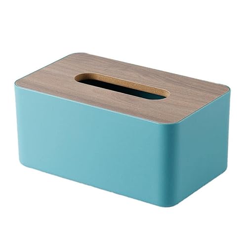 Macaron Farbige TüCherbox, Holzbox Mit Deckel, Taschentuchbox aus PET-Material für FeuchttüCher Toilette, TaschentüCher, Haushalt, Bad (Blau) von 通用