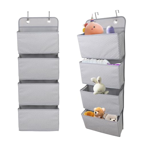 MangoKit 4 Taschen über der Tür Wand Organizer Faltbare Tür Organizer für Spielzeug, Kosmetik, Baby-Windeln, Schlüssel und Sonnenbrillen Einfache Lagerung/Organisationslösung (Dot Grey) von 无