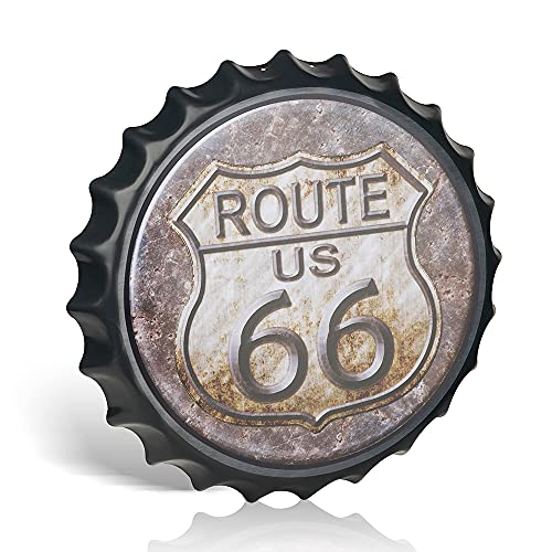 Metallschild "Route 66" mit Flaschenverschluss, Vintage, Shabby Chic, Garage von 不适用
