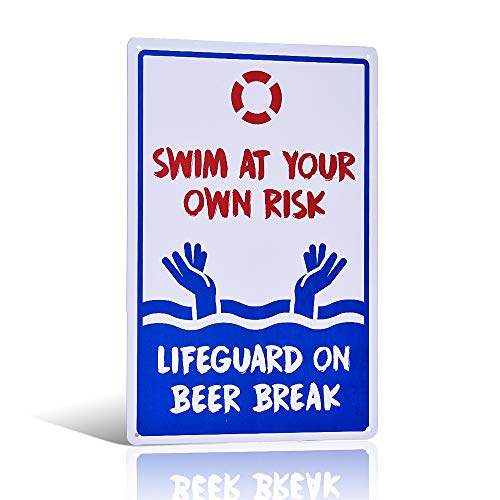 不适用 Metallschild "Swim At Your Own Risk Lifeguard On Beer Break", 20,3 x 30,5 cm von 不适用