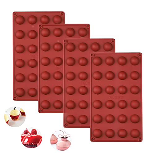 Mlying Kleine Halbkugel-Silikonform mit 24 Vertiefungen, Silikonform Schokolade 4 Stück Halbkugeln Bällchen Halbkreis Backform zur Herstellung von Schokolade, Kuchen, Gelee, Dome-Mousse (24 Löcher) von Mlying