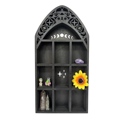 Moon Shelf - Wooden Wall Crystal Display Shelf | Crystal Display Shelf Storage Rack | Schmuckregal Display Wand | Rustikale Wand Kristall Halter | Gothic Kristallschrank für Zimmer, Maniküre, Stein Moon Shelf - Wooden Wall Crystal Display Shelf | Crystal Display Shelf Storage Rack | Schmuckregal Display Wand | Rustikale Wand Kristall Halter | Gothic Kristallschrank für Zimmer, Maniküre, Stein von ノーブランド品