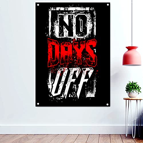 "No days off" inspirierendes Workout-Erfolgs-Motivationsposter, Tapete, Banner, Flagge, zum Aufhängen, Wandkunst, Wandteppich, Heimdekoration, 96 x 144 cm von 通用
