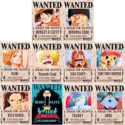通用 One Piece Wanted Poster 42 cm × 29 cm Anime Wandaufkleber (New Straw Hat Pirates) von 通用