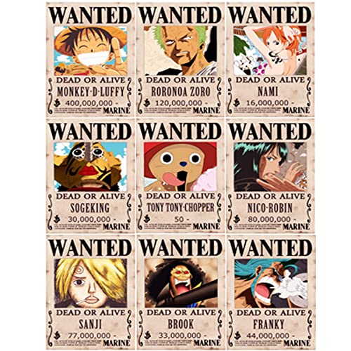 通用 One Piece Wanted Poster 42 cm × 29 cm Anime Wandaufkleber (Strohhut Piraten-alt) von 通用