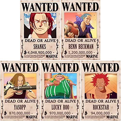 通用 One Piece Wanted Posters, 42 cm × 29 cm, Anime Wandaufkleber (Rothaarige Piraten) von 通用