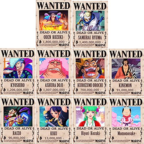 One Piece Wanted Poster 42 cm × 29 cm Anime Wandsticker (Wano Country) von 通用