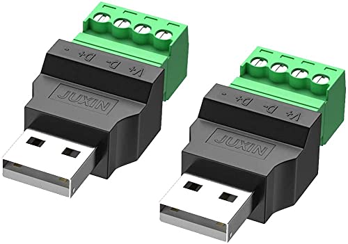 PENGLIN 2 Stück USB 2.0 Typ A Stecker auf 4 poligen Schraubanschluss-Adapter Anschluss, Tragbarer Steckbarer Klemmenstecker Adapter Stecker Konverter 300V 8A von 通用