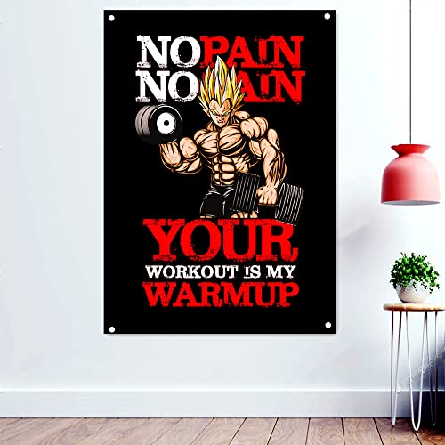 Poster, Motiv: "No Pain No Gin Your Workout Is My Warmup", für Workout, Fitness, Fitnessstudio, Motivation, Wandkunst, zum Aufhängen, 96 x 144 cm von 通用