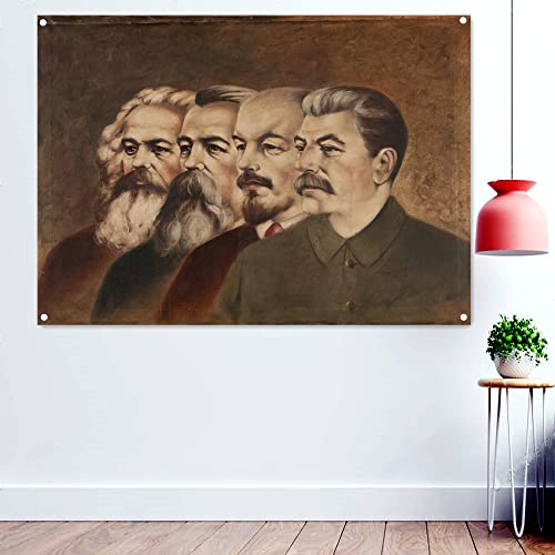 Poster, Motiv: Stalin, Lenin, Engels, Marx, die große Sowjetunion, CCCP UdSSR, kommunistische Propaganda-Banner, Flaggen, 96 x 144 cm von 通用