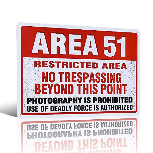 Area 51 Wandschild mit Aufschrift "Warning No Trespassing" Deadly Force, 22,9 x 30,5 cm von 不适用