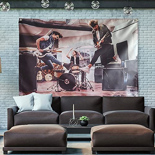 Rock-Musikposter im Vintage-Design, schwere Metall-Musik-Poster, Retro-Loft-Stoff, Flagge, Banner, Wandkunst, Wandteppich, Schlafzimmer, Heimdekoration, 96 x 144 cm Rock-Musikposter im Vintage-Design, schwere Metall-Musik-Poster, Retro-Loft-Stoff, Flagge, Banner, Wandkunst, Wandteppich, Schlafzimmer, Heimdekoration, 96 x 144 cm von 通用