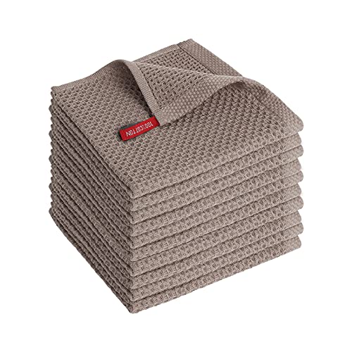 SFTXEY Geschirrtücher 100% Baumwolle (10er Set) 30 x 30 cm Weiche Handtücher Saugfähige Lappen Reinigung Küchentücher, Braun von SFTXEY