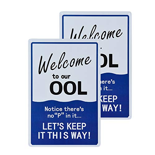 不适用 Schwimmbad-Schild, „Welcome to Our OOL“, „Pool Rules“, Metall, UV-bedruckt, einfach zu montieren, wetterbeständig, langlebige Tinte, 2 Stück von 不适用