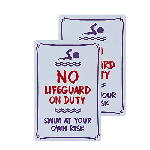 不适用 Schwimmbad-Schild, Warnschild mit Aufschrift "Warning No Lifeguard On Duty", 2 Stück von 不适用