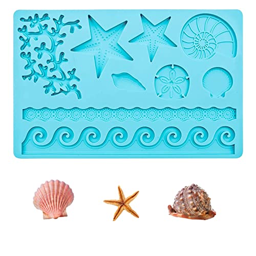 Sea Shell Fondant Mold, Meeresmotiv Tier Silikonform, Silikon Fondant Kuchen Formen, für Unterwasser-Kuchendekoration, Süßigkeiten, Schokolade, Ozean, Themenparty von Molyorch