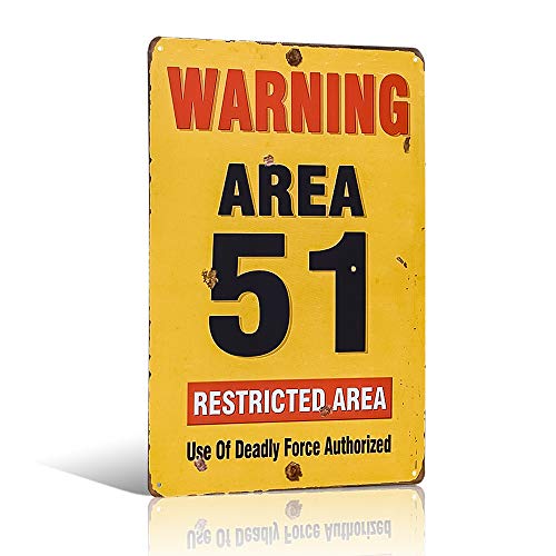 Sicherheitsschild mit Aufschrift "Area 51 Aged Warning Vintage Look Metal Plaque, Shed Garage Man Cave" von 不适用